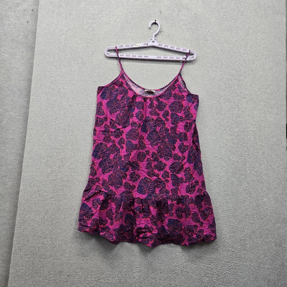 LOFT Outlet Women Dress L Pink Linen Viscose Floral Sundress Coquettecore Cami